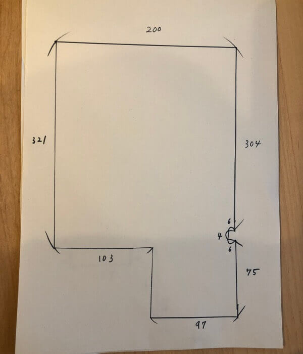 入隅・出済の複数のサイズカット図面