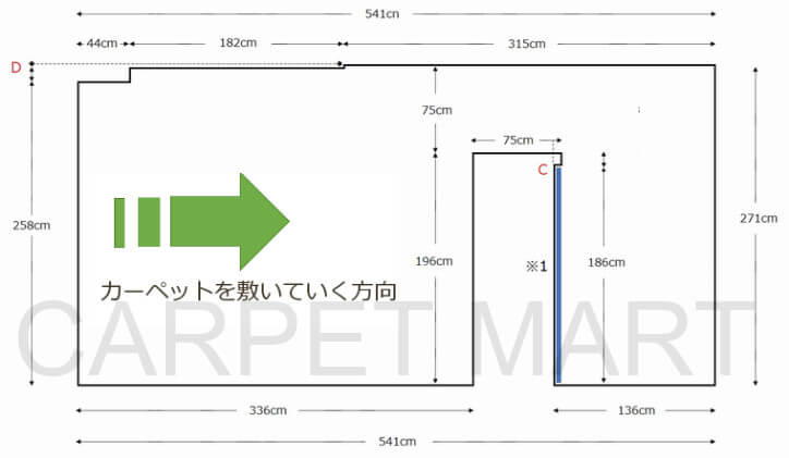 カーペットの敷く方向