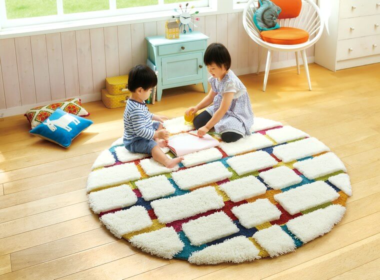 円形ラグマット「LOCOPE/ロコッペ」はキッズルームにぴったり!カラフルな丸型のシャギータイプ